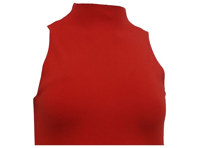 Milly Strick-Tanktop mit Stehkragen aus roter Viskose - Ansicht 2