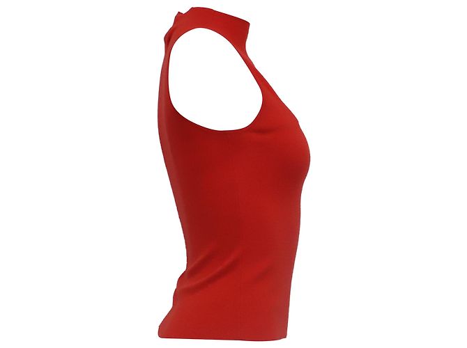 Milly Strick-Tanktop mit Stehkragen aus roter Viskose - Ansicht 3