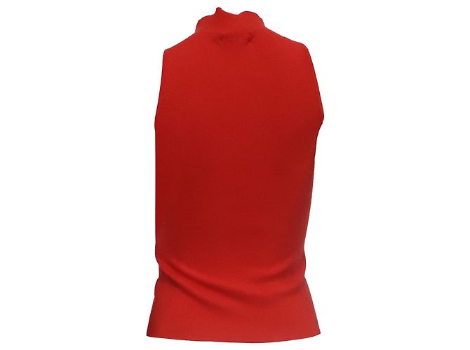 Milly Strick-Tanktop mit Stehkragen aus roter Viskose - Ansicht 4