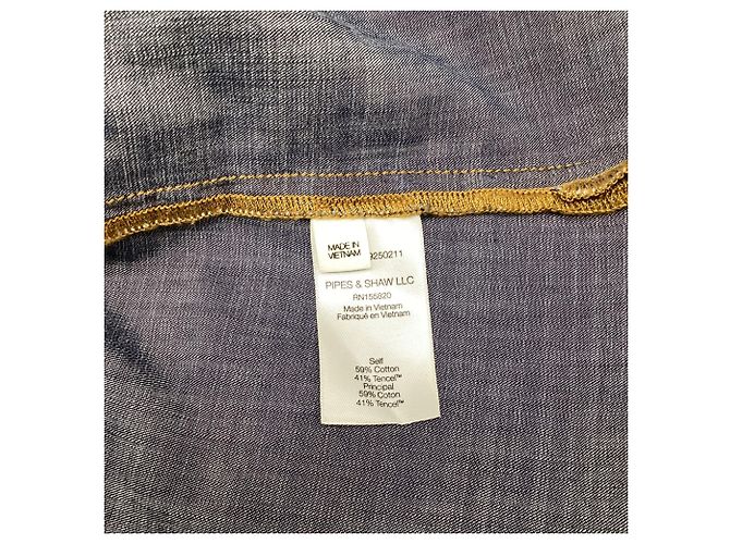 Camisa de ganga com botões Veronica Beard em algodão azul - vista 5