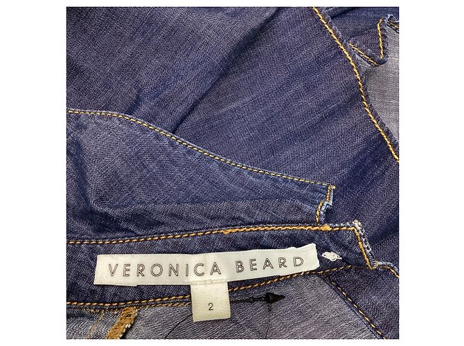 Camisa de ganga com botões Veronica Beard em algodão azul - vista 6