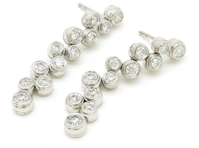 Tiffany & Co Pendientes Tiffany&Co. Bubble Pt950 Diamond Plata - vista 4
