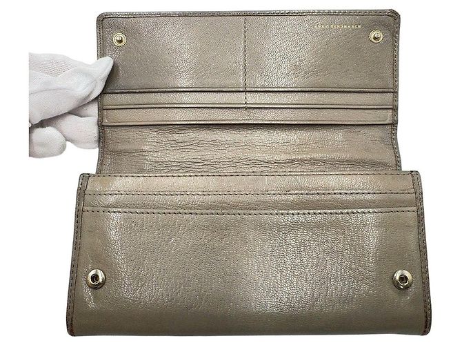 Autre Marque Cartera larga de cuero Anya Hindmarch Verde Caqui - vista 10