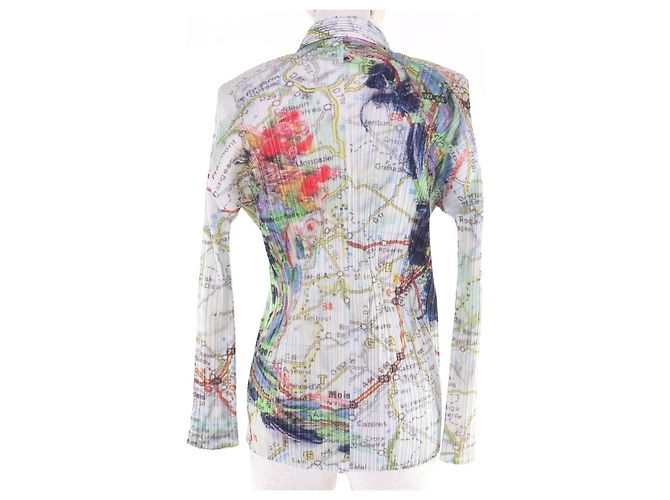 Issey Miyake Camisa de manga larga de poliéster PLEATS PLEASE con estampado de mapa de París Multicolor - vista 3