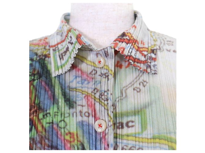 Issey Miyake Camisa de manga larga de poliéster PLEATS PLEASE con estampado de mapa de París Multicolor - vista 4