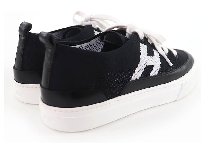 Sapatilhas Hermès 36 em couro Preto Branco - vista 3