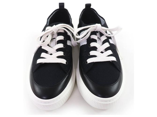Sapatilhas Hermès 36 em couro Preto Branco - vista 4