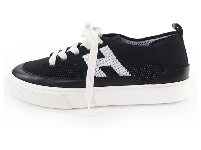 Sapatilhas Hermès 36 em couro Preto Branco - vista 5