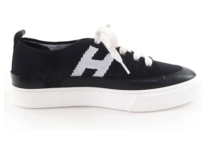 Sapatilhas Hermès 36 em couro Preto Branco - vista 6