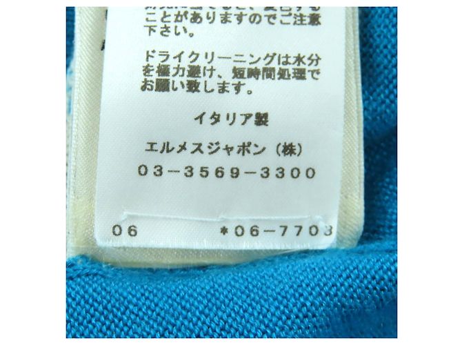 Cardigan Hermès 38 in cashmere e seta Argento Bianco Blu - vista 10