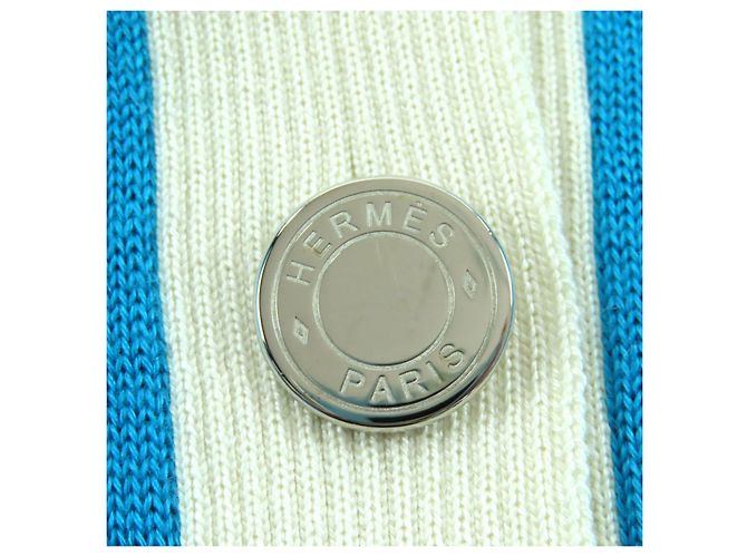 Cardigan Hermès 38 in cashmere e seta Argento Bianco Blu - vista 6