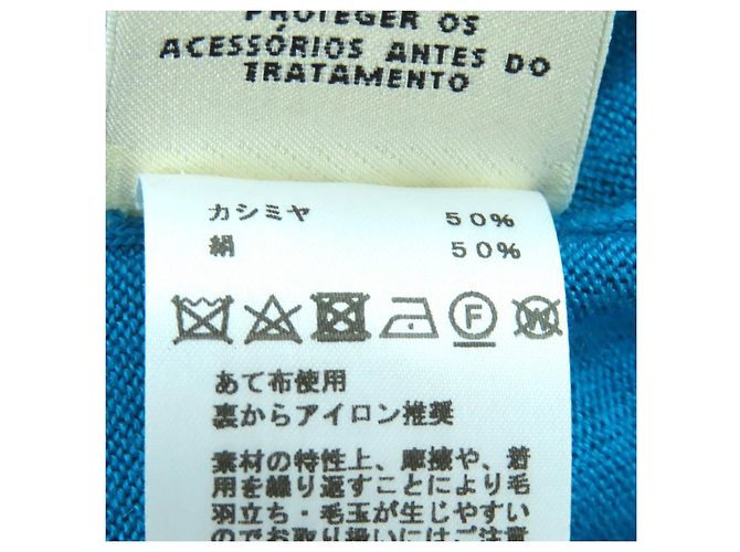 Cardigan Hermès 38 in cashmere e seta Argento Bianco Blu - vista 9