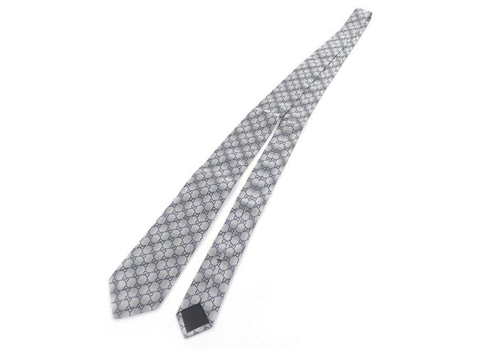 Gravata de seda Gucci logo GG Prata Azul marinho - vista 2
