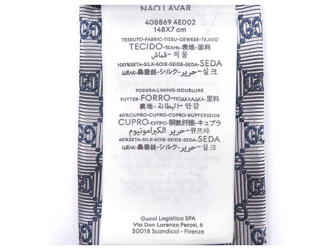 Gravata de seda Gucci logo GG Prata Azul marinho - vista 8