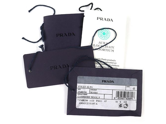 Malha Prada de gola alta em lã virgem, cashmere e algodão Vermelho Azul claro - vista 10