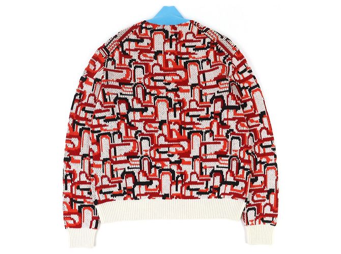 Malha Prada de gola alta em lã virgem, cashmere e algodão Vermelho Azul claro - vista 2