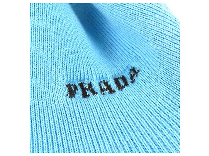 Malha Prada de gola alta em lã virgem, cashmere e algodão Vermelho Azul claro - vista 4
