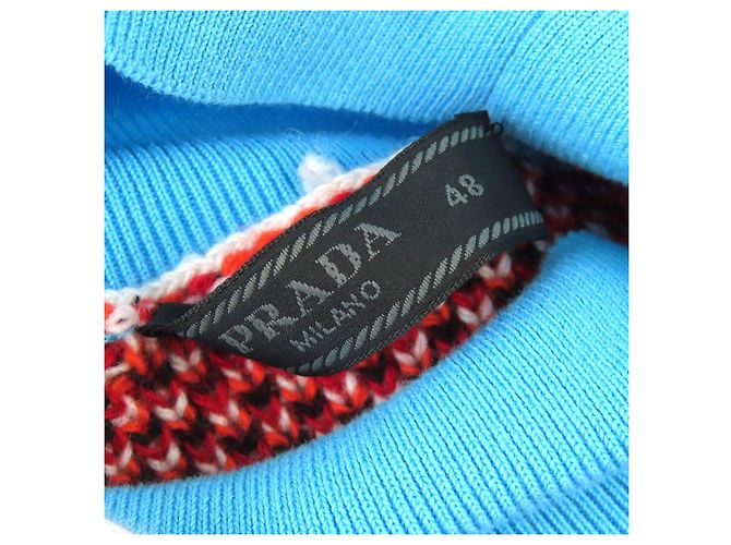 Malha Prada de gola alta em lã virgem, cashmere e algodão Vermelho Azul claro - vista 5