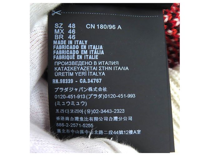 Malha Prada de gola alta em lã virgem, cashmere e algodão Vermelho Azul claro - vista 7