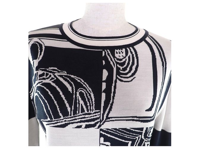 Hermès Brides de Gala Disorder Silk Knit 38 Schwarz Blau - Ansicht 4
