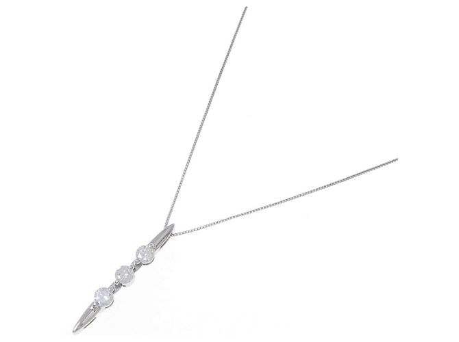Autre Marque Collier Three Stone Diamond 2way Pt900 Pt850 Argenté - vue 2