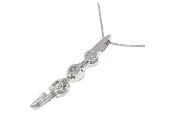 Autre Marque Collier Three Stone Diamond 2way Pt900 Pt850 Argenté - vue 4