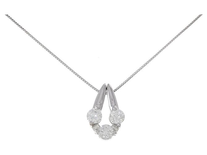 Autre Marque Collier Three Stone Diamond 2way Pt900 Pt850 Argenté - vue 6