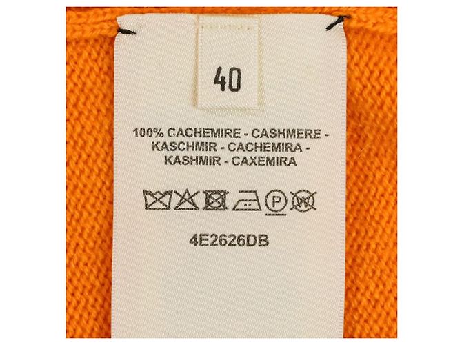 Hermès Funny Ice Cream Cashmere Short Sleeve Knit 40 Arancione - vista 10
