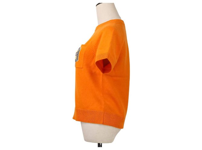 Hermès Funny Ice Cream Cashmere Short Sleeve Knit 40 Arancione - vista 3