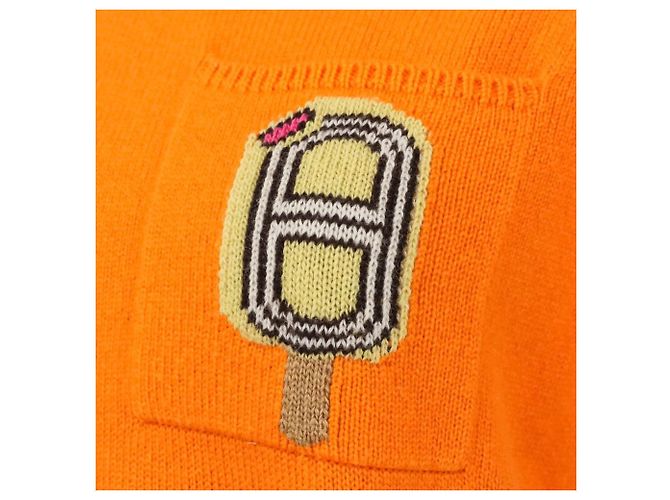Hermès Funny Ice Cream Cashmere Short Sleeve Knit 40 Arancione - vista 7