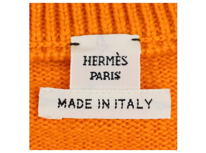 Hermès Funny Ice Cream Cashmere Short Sleeve Knit 40 Arancione - vista 9