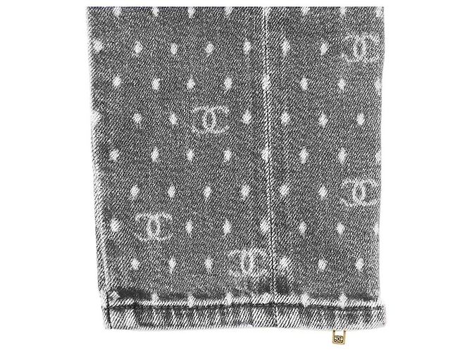 Vaqueros de denim elástico con logo signature dot Chanel Negro - vista 13
