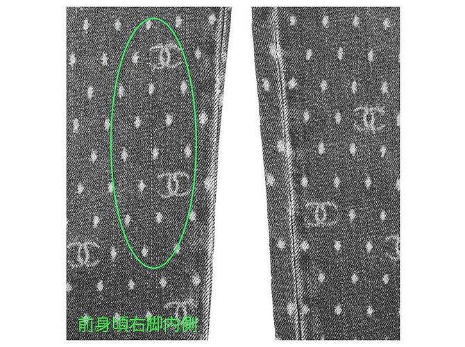 Vaqueros de denim elástico con logo signature dot Chanel Negro - vista 8