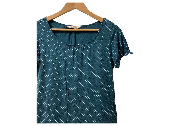 Autre Marque Tóp Cutsew de manga curta com folhos escalonados Ph Blue Dot Verde - vista 2