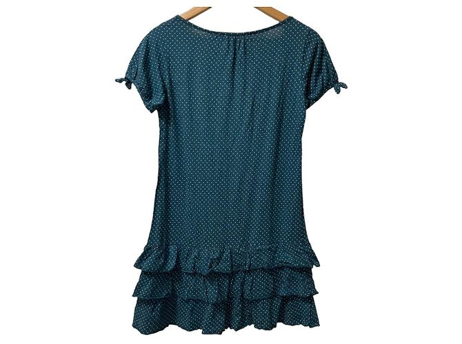 Autre Marque Tóp Cutsew de manga curta com folhos escalonados Ph Blue Dot Verde - vista 3