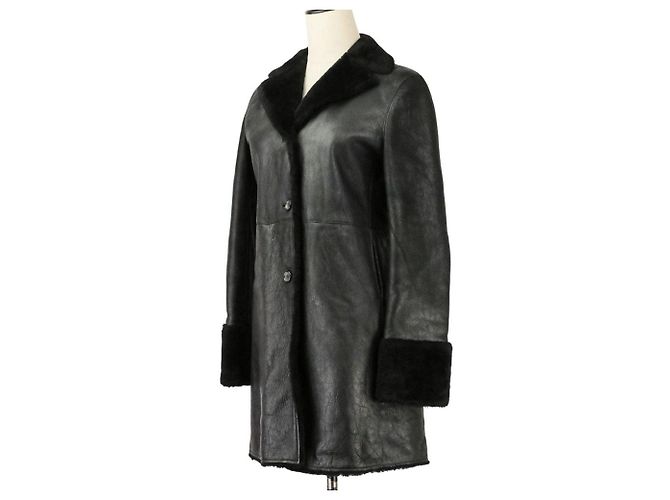 Jil Sander Shearling Long Coat Black - view 2