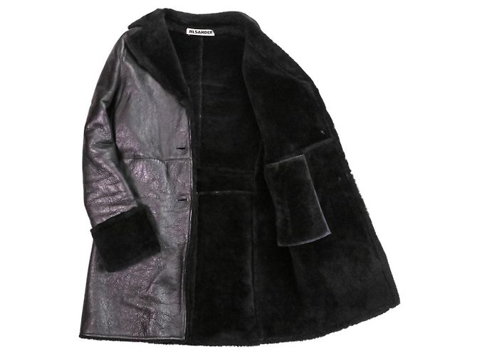 Jil Sander Shearling Long Coat Black - view 6