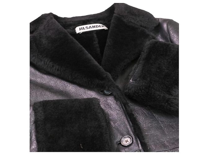 Jil Sander Shearling Long Coat Black - view 7