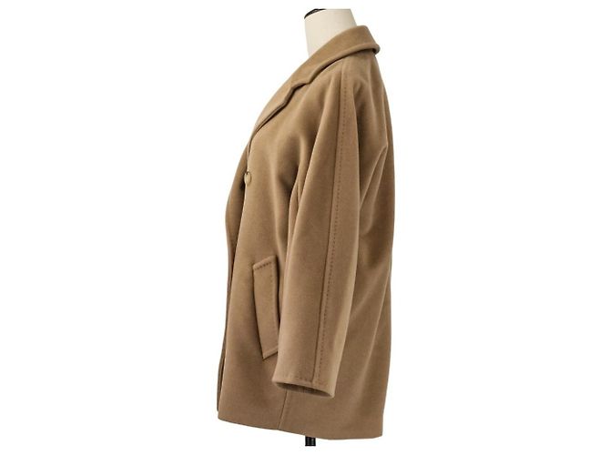 Max Mara REBUS Wool Cashmere Blend Short Coat Beige Camel - view 3