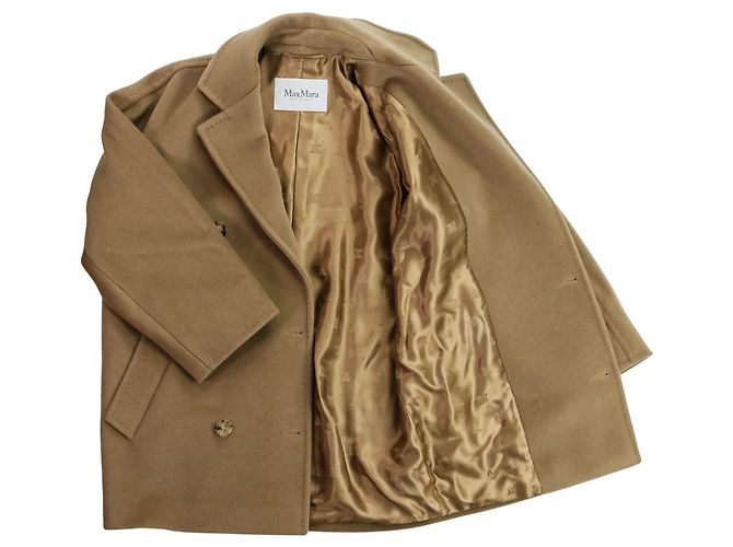 Max Mara REBUS Wool Cashmere Blend Short Coat Beige Camel - view 6