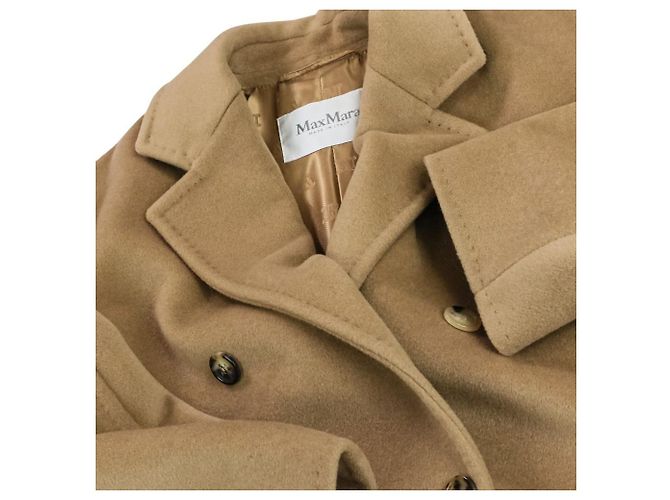Max Mara REBUS Wool Cashmere Blend Short Coat Beige Camel - view 7
