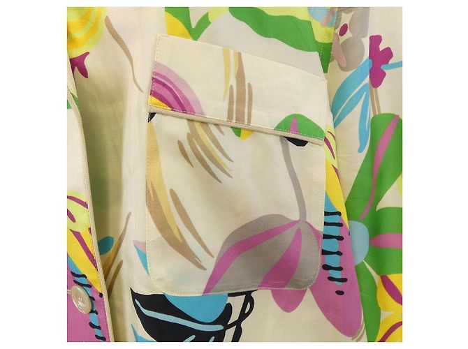 Camisa de seda Gucci ZANXO S/S Rosa Azul Beige - vista 6