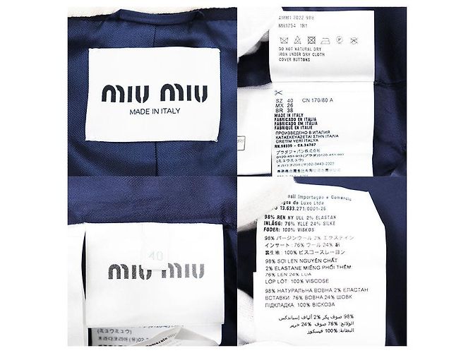 Miu Miu Virgin Wool Tailored Jacket Blue Cream Navy blue - view 10
