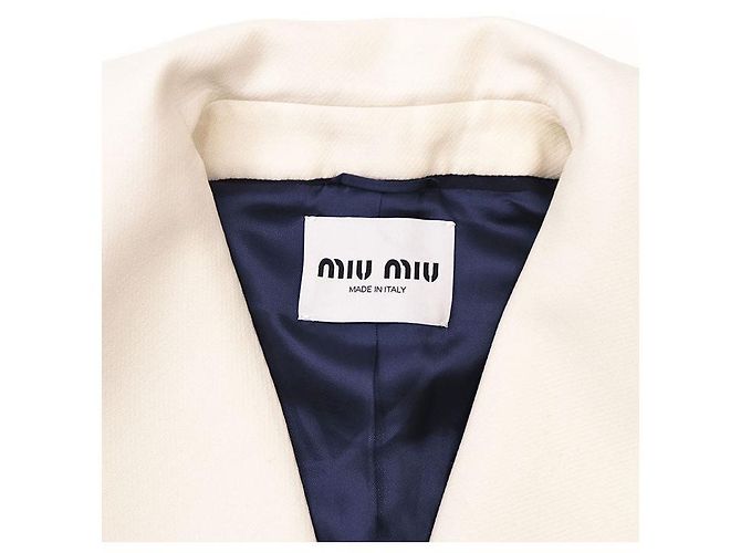 Miu Miu Virgin Wool Tailored Jacket Blue Cream Navy blue - view 11