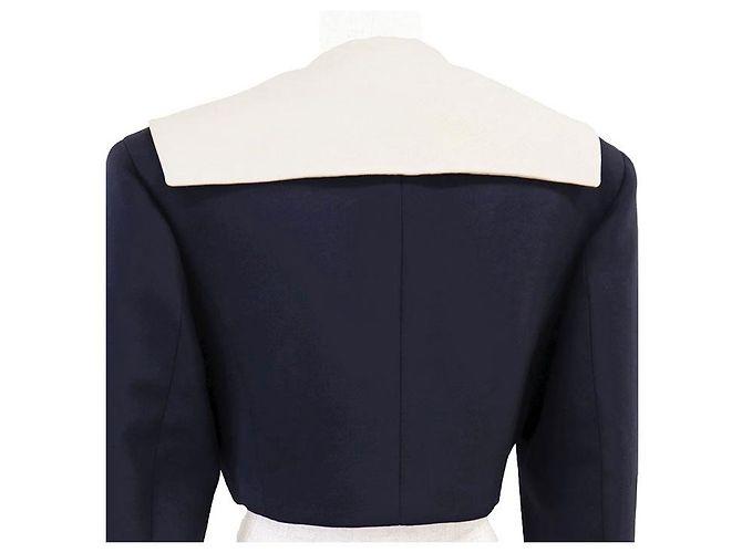 Miu Miu Virgin Wool Tailored Jacket Blue Cream Navy blue - view 13
