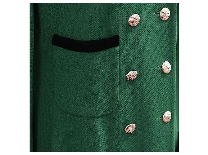 Abrigo largo de lana Chanel Boutique Negro Verde - vista 12
