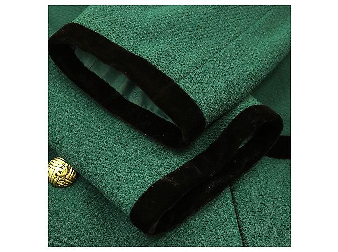 Abrigo largo de lana Chanel Boutique Negro Verde - vista 13