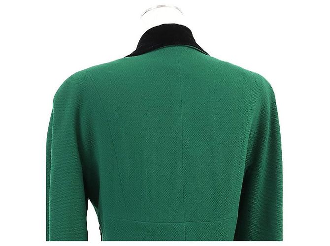 Abrigo largo de lana Chanel Boutique Negro Verde - vista 15