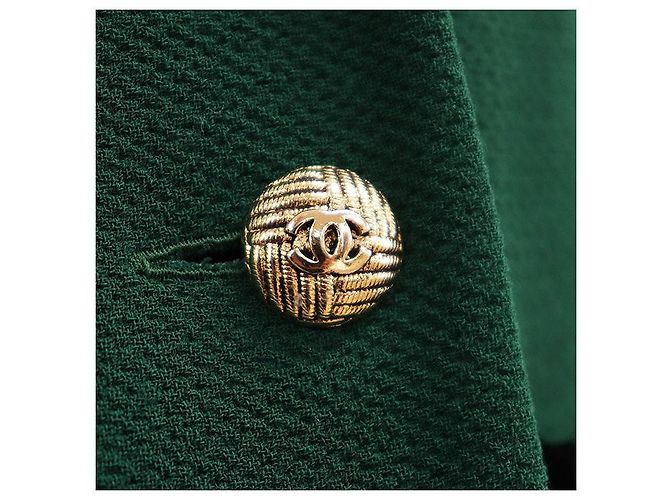 Abrigo largo de lana Chanel Boutique Negro Verde - vista 5