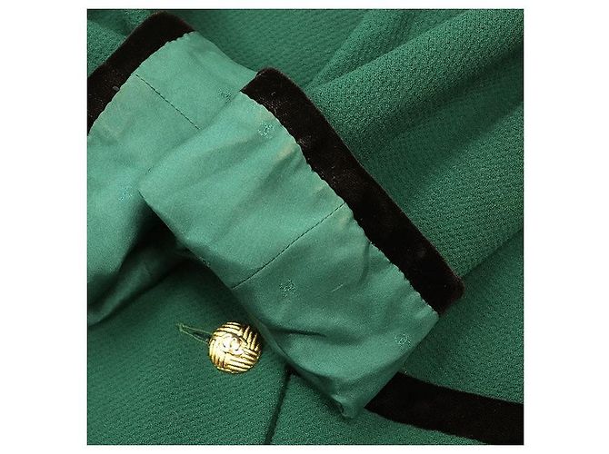 Abrigo largo de lana Chanel Boutique Negro Verde - vista 6